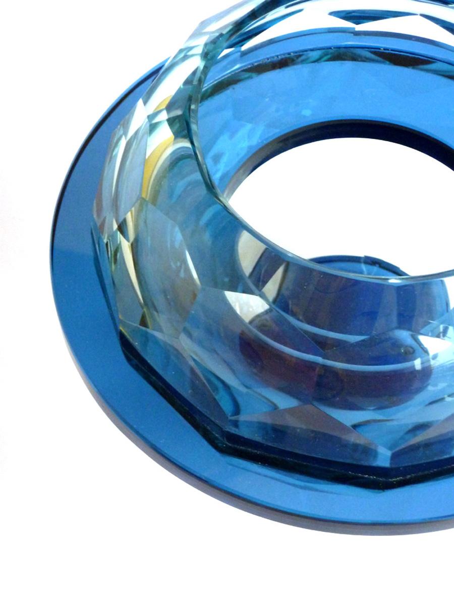 Mid-Century Modern 1960s Italian Design Diamond Glass Bowl For Sale