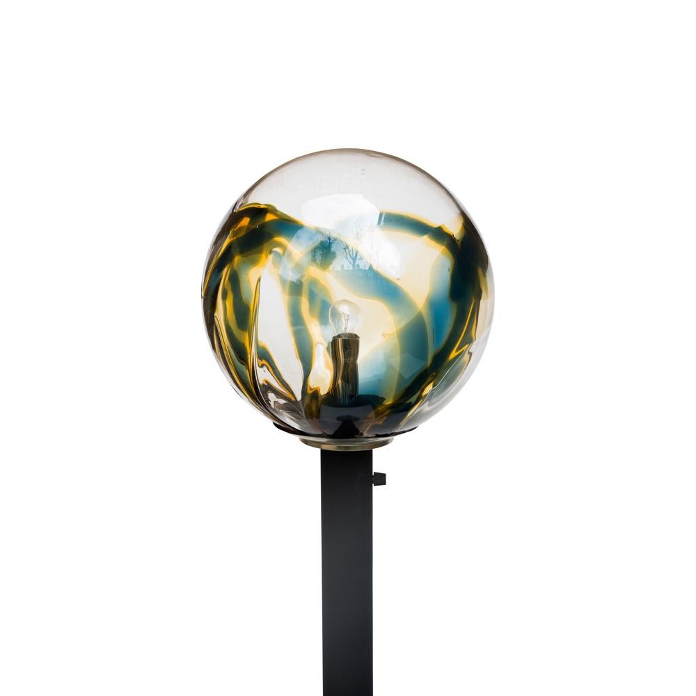 1960s Italian Design Floor Light  Gae Aulenti Style floor lamp Blown glass shade In Good Condition For Sale In London, GB