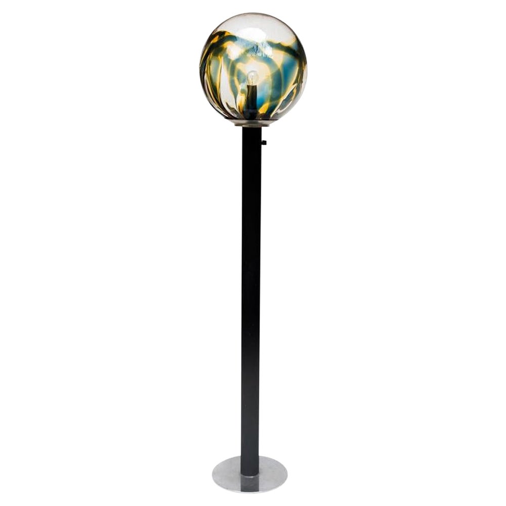 1960s Italian Design Floor Light  Gae Aulenti Style floor lamp Blown glass shade