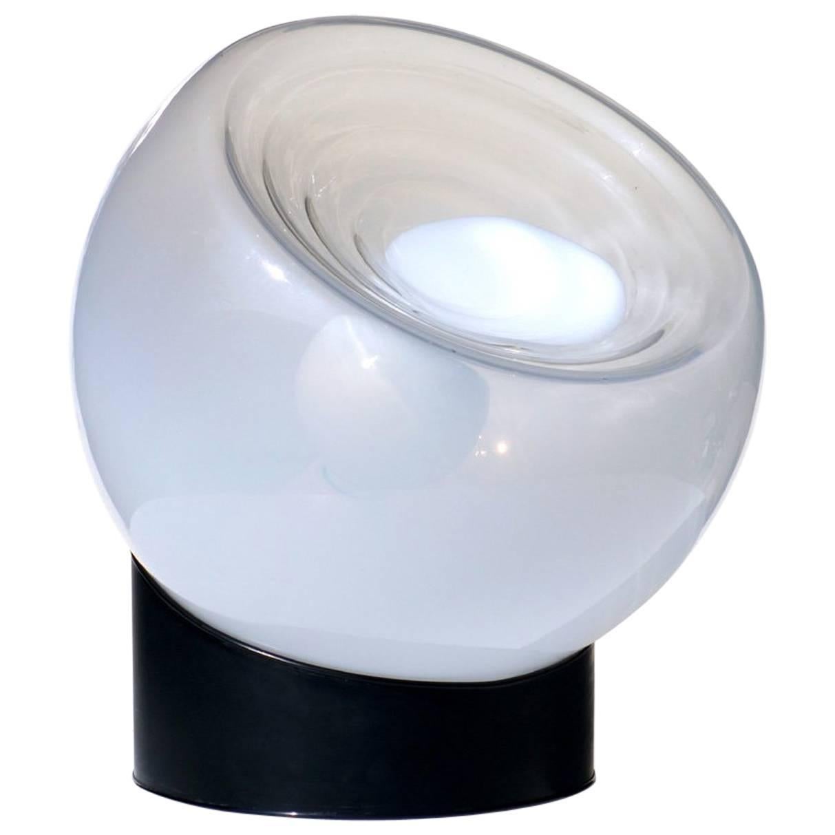 1960's Italian Design Space Ane by Selenova Lampe de table en métal noir et verre en vente