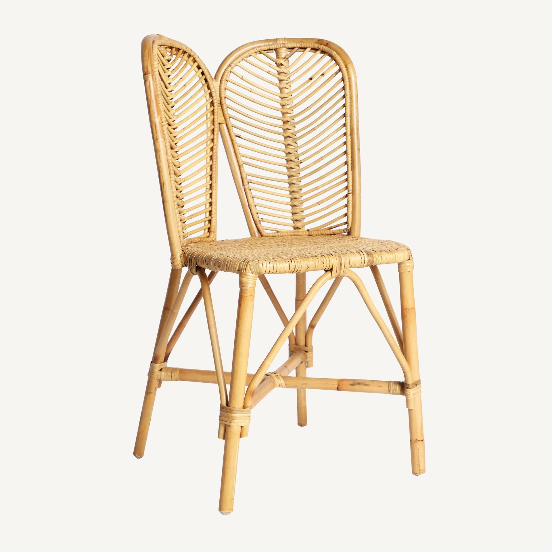 Mid-Century Modern 1960s Italian Design Style Handcrafted Rattan And Wicker Seat Chair For Sale