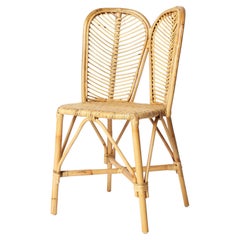1960s Italian Design Style Handcrafted Rattan And Wicker Seat Chair