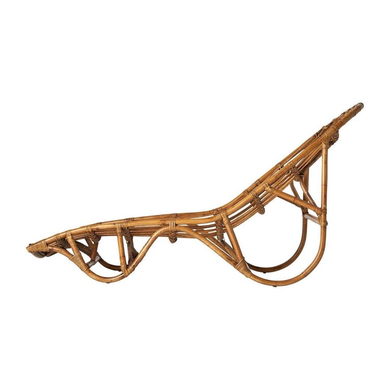 1960s Italian Design Style Rattan Daybed or Lounger Chaise Longue For