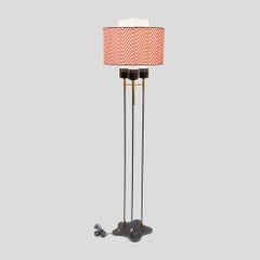 Stilnovo Midcentury Modern Floor Lamp, 1960s Red White Shade