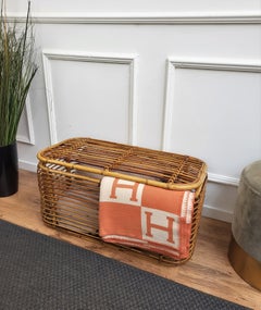 1960s Italian Designer Bamboo Rattan Bohemian French Riviera Basket Container