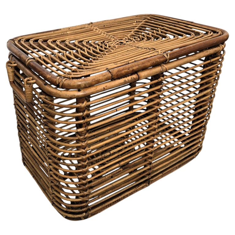 1960er Jahre Italienisch Designer Bambus Rattan Bohemian Franzsisch  Riviera Korb Container im Angebot bei 1stDibs Deutschland