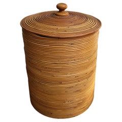 Vintage 1960s Italian Designer Bamboo Rattan Bohemian Organic Basket Container