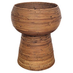 1960s Italian Designer Bamboo Rattan Bohemian Organic Vase