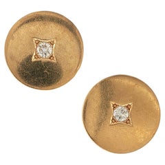 1960's Italian Diamond Disc Ear Clip Vintage Earrings