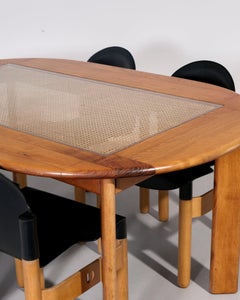 1960s Italian Dining Table with Woven Cane Panel