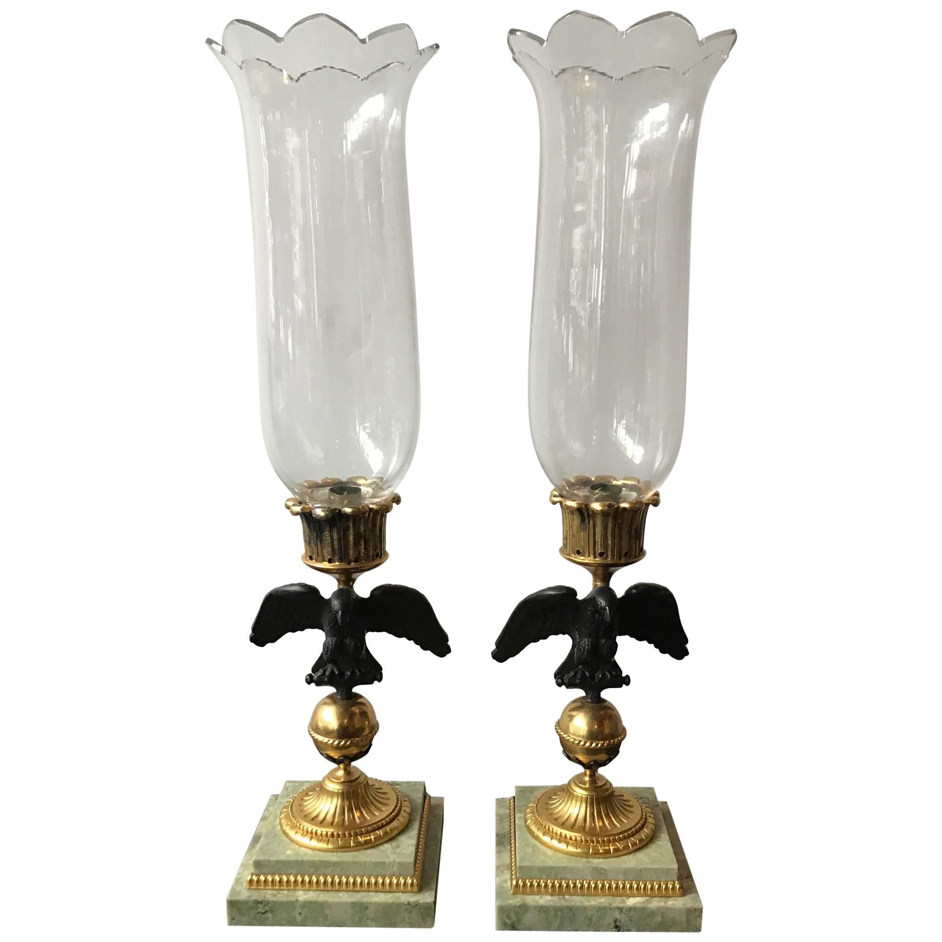 1960s Italian Eagle Hurricane Candle Lamps at 1stDibs