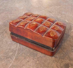 1960s Italian Embossed Leather Box with Heraldic Motifs, Florence