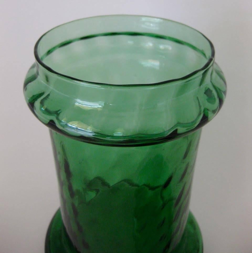Mid-Century Modern 1960s Italian Empoli Green Optic Art Glass Apothecary Jar For Sale