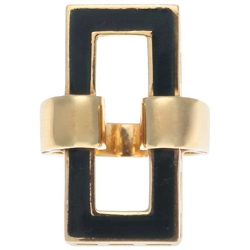 1960s Italian Enamel 18 Karat Gold Ring
