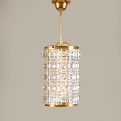 1960s Italian faceted crystal and brass jewel pendant