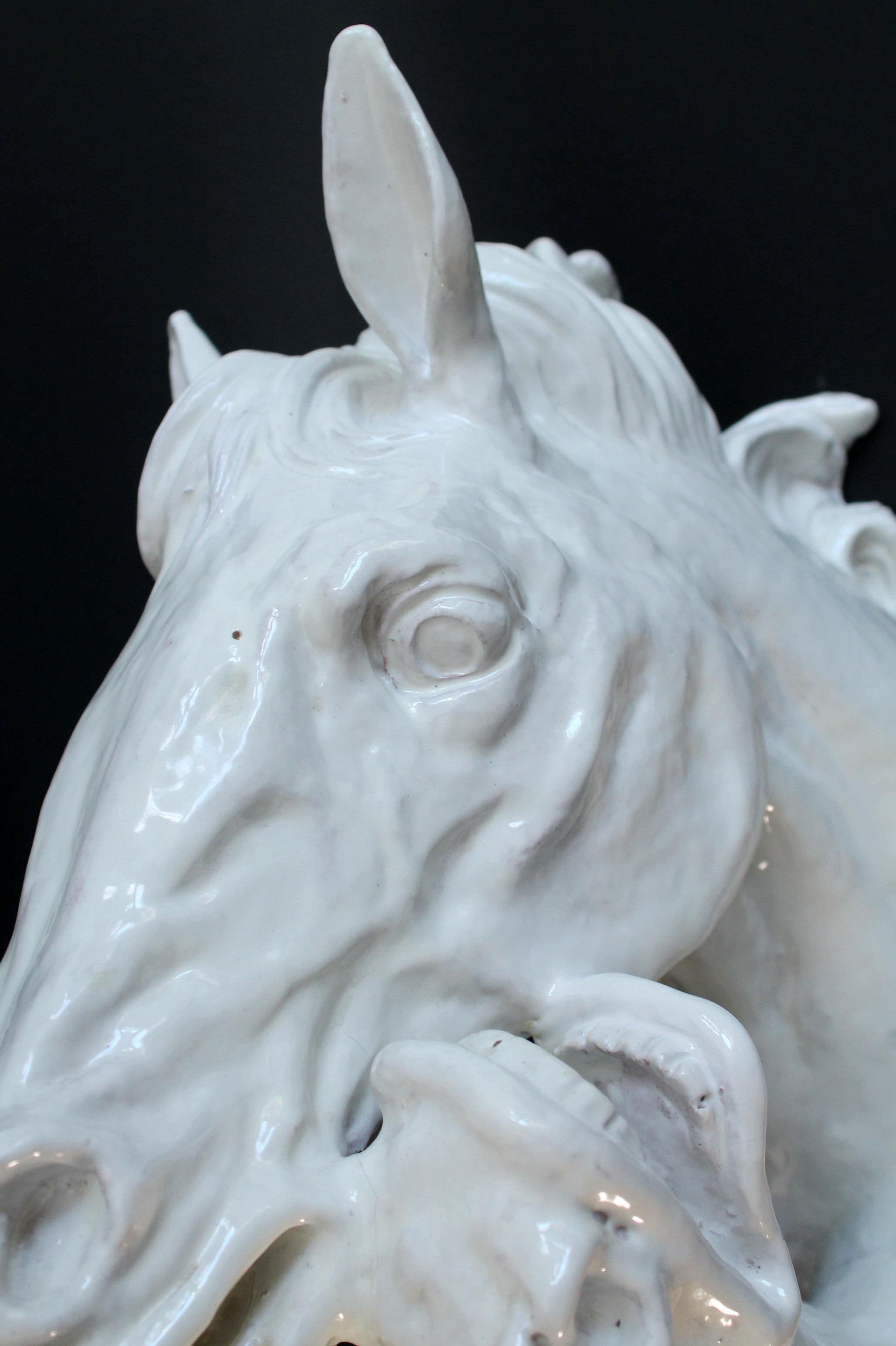 1960s Italian Faience Hollywood Regency terracotta horse sculpture (61x24x40cm) For Sale 4