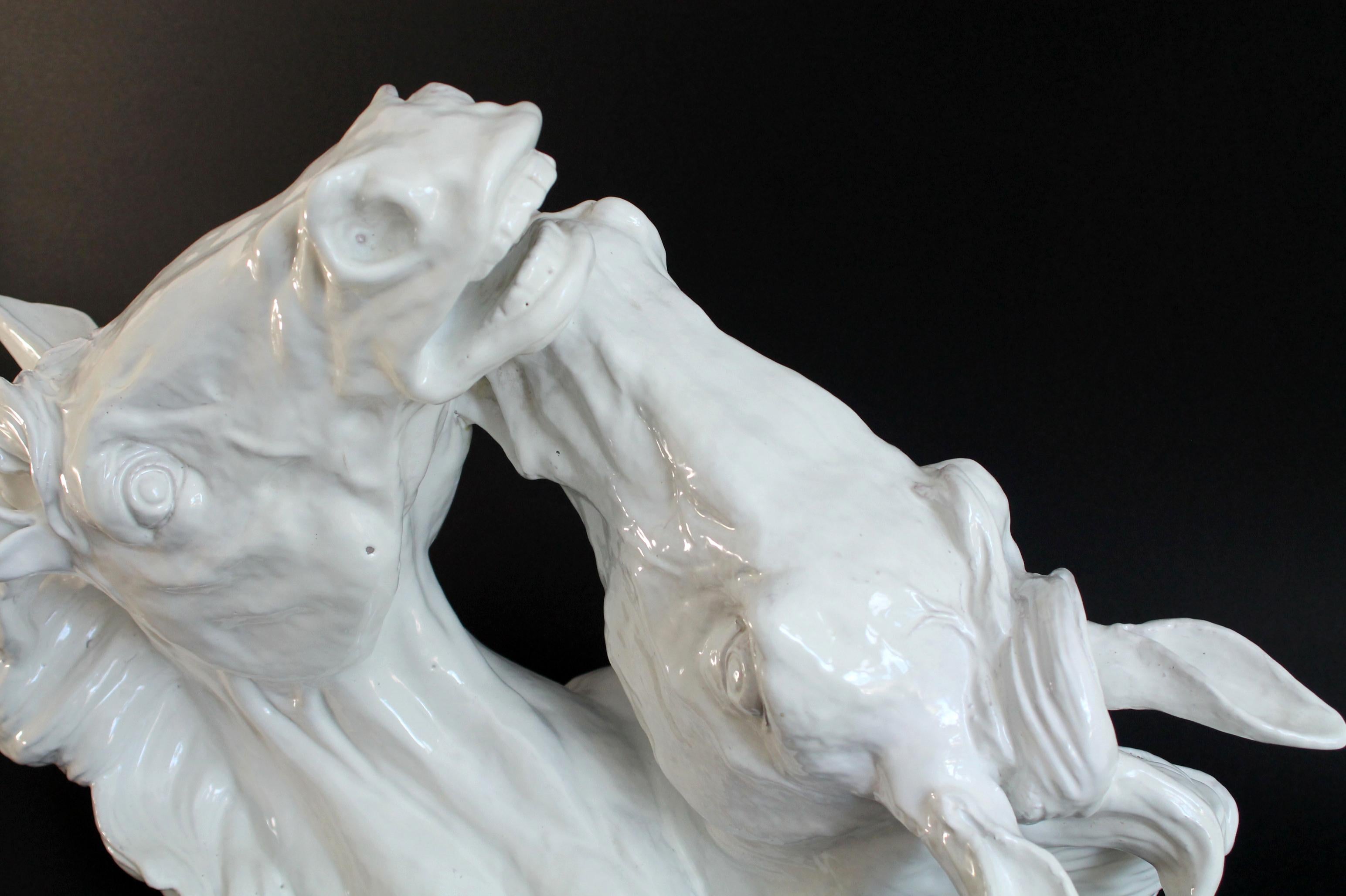 1960s Italian Faience Hollywood Regency terracotta horse sculpture (61x24x40cm) For Sale 8