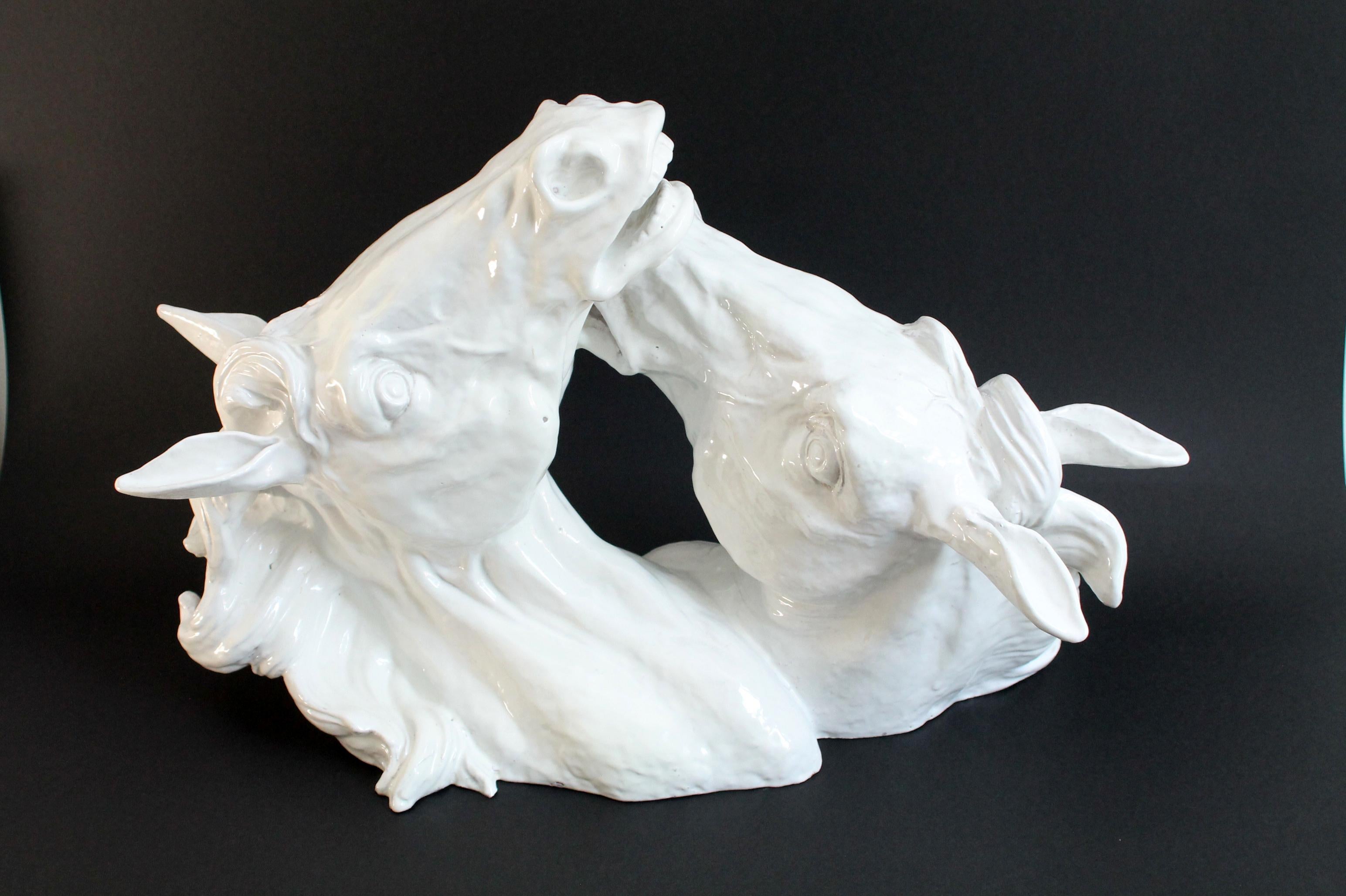 1960s Italian Faience Hollywood Regency terracotta horse sculpture (61x24x40cm) For Sale 13