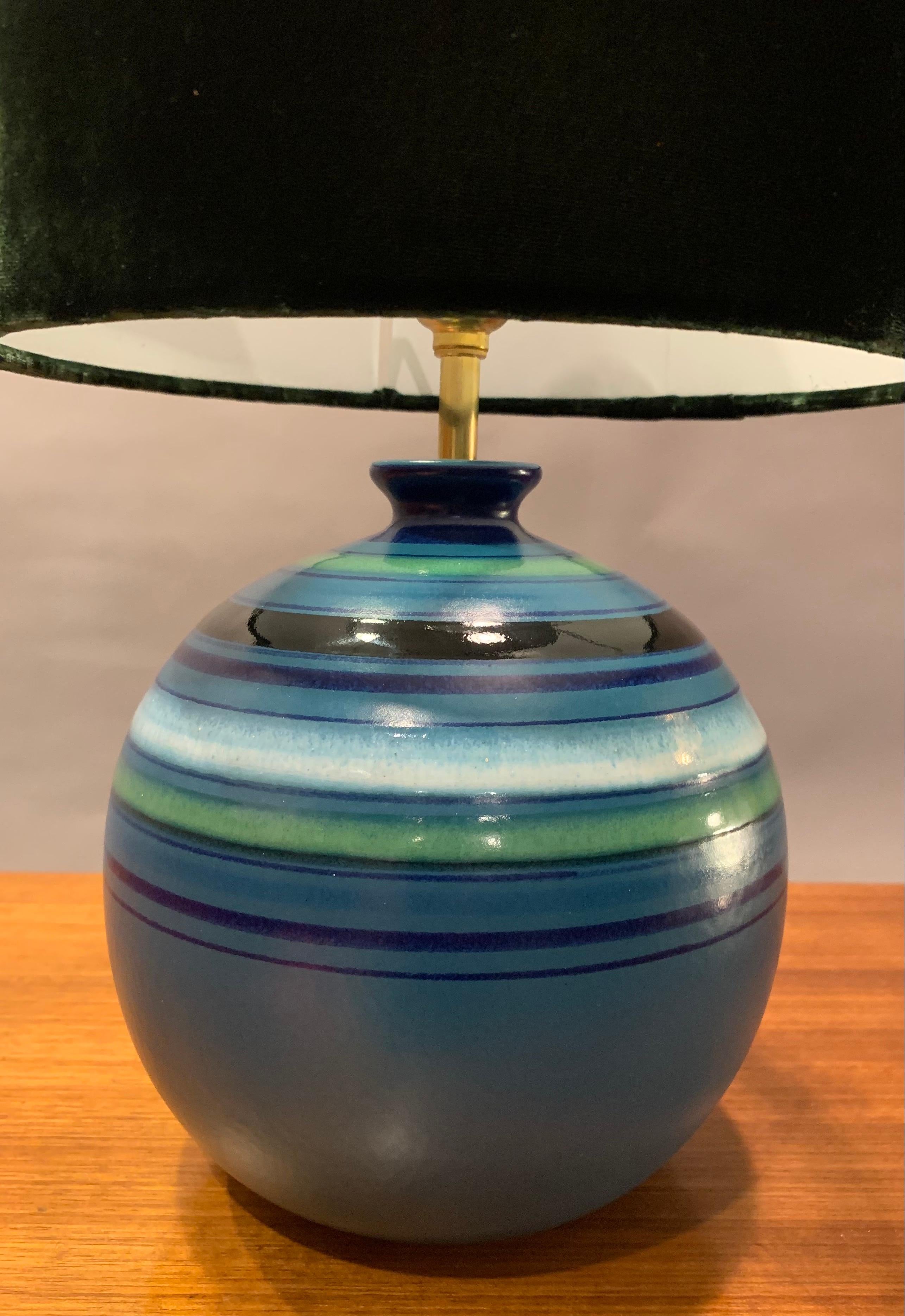 1960s Italian 'Fascie Colorate' Ceramic Bitossi Rosenthal Table Lamp Aldo Londi 1