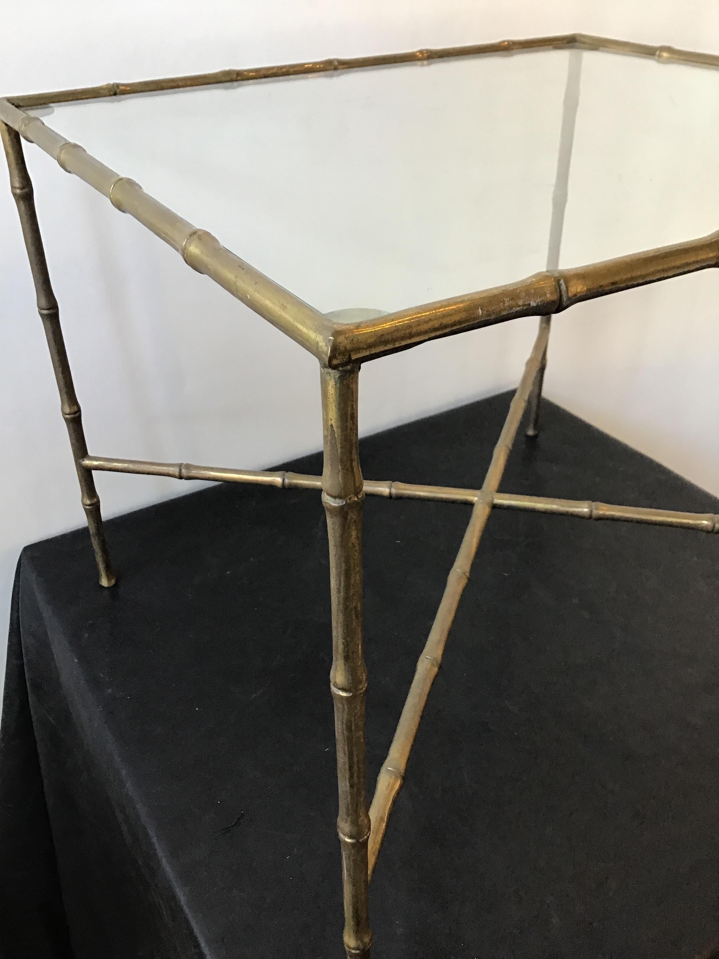 1960s  Italian Faux Bamboo Brass Accent Table For Sale 1