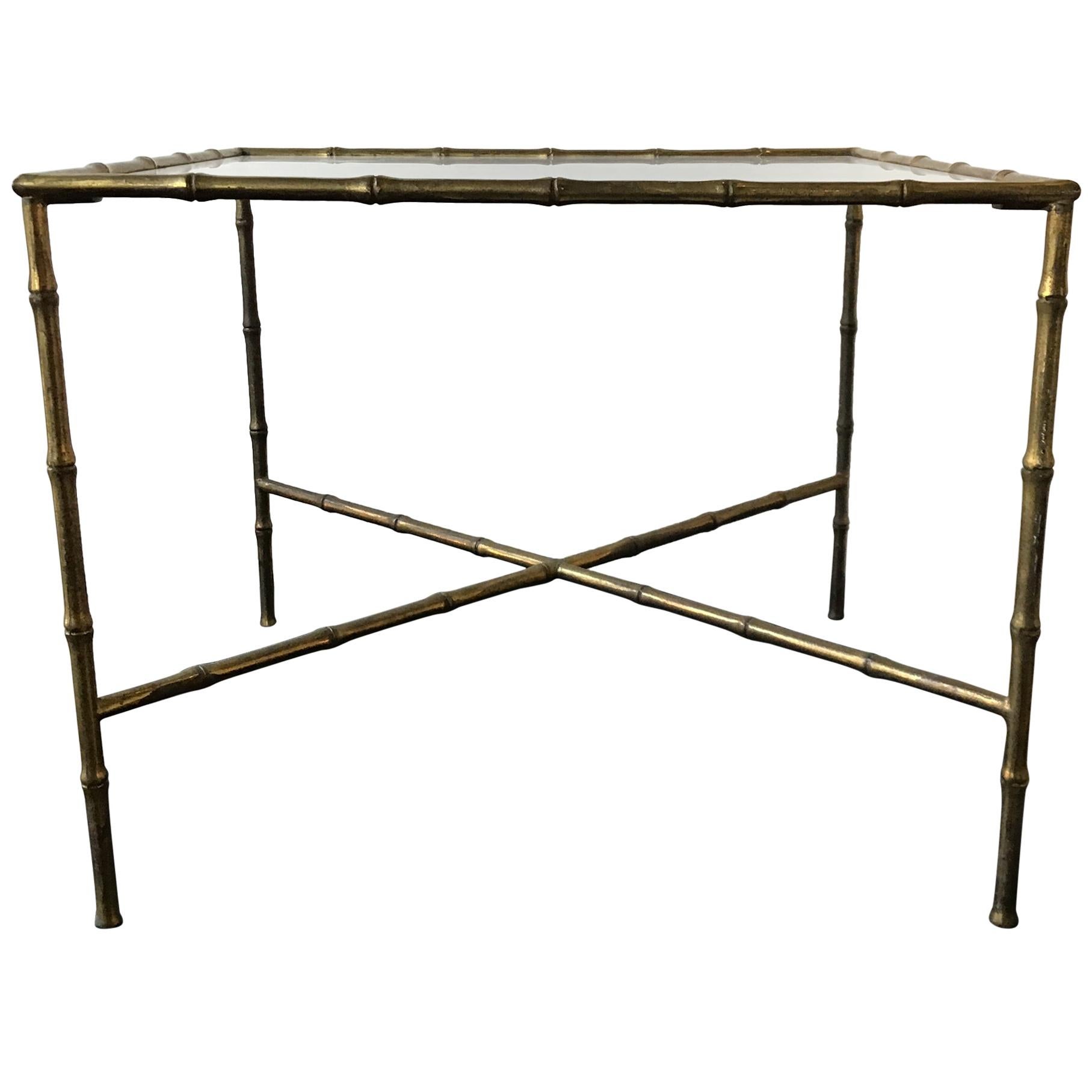 1960s  Italian Faux Bamboo Brass Accent Table