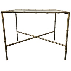 1960s  Italian Faux Bamboo Brass Accent Table
