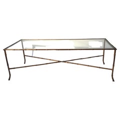 1960s Italian Faux Bamboo Gilt Iron Coffee Table