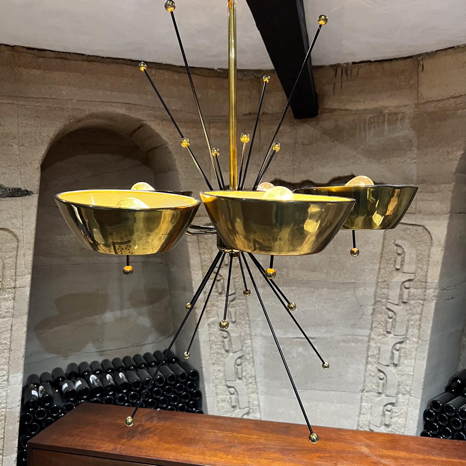 Mid-Century Modern 1960s Italian Brass Five Shade Chandelier Style Paavo Tynell Italy For Sale
