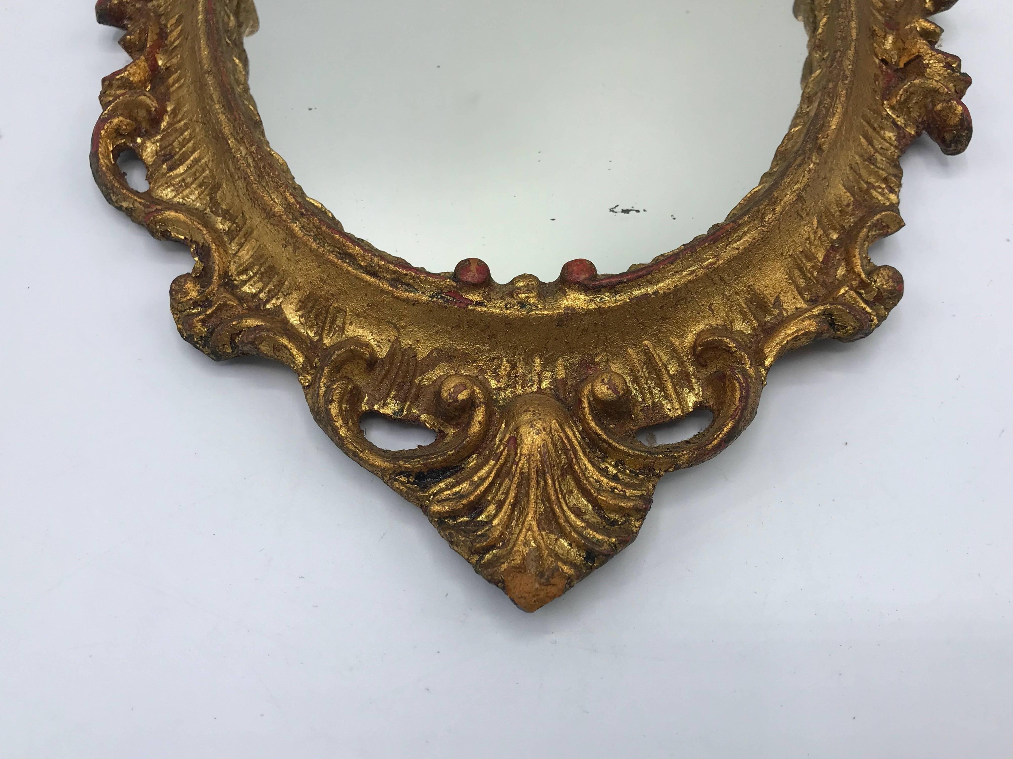 20th Century 1960s Italian Florentine Oval Gilded Mirror