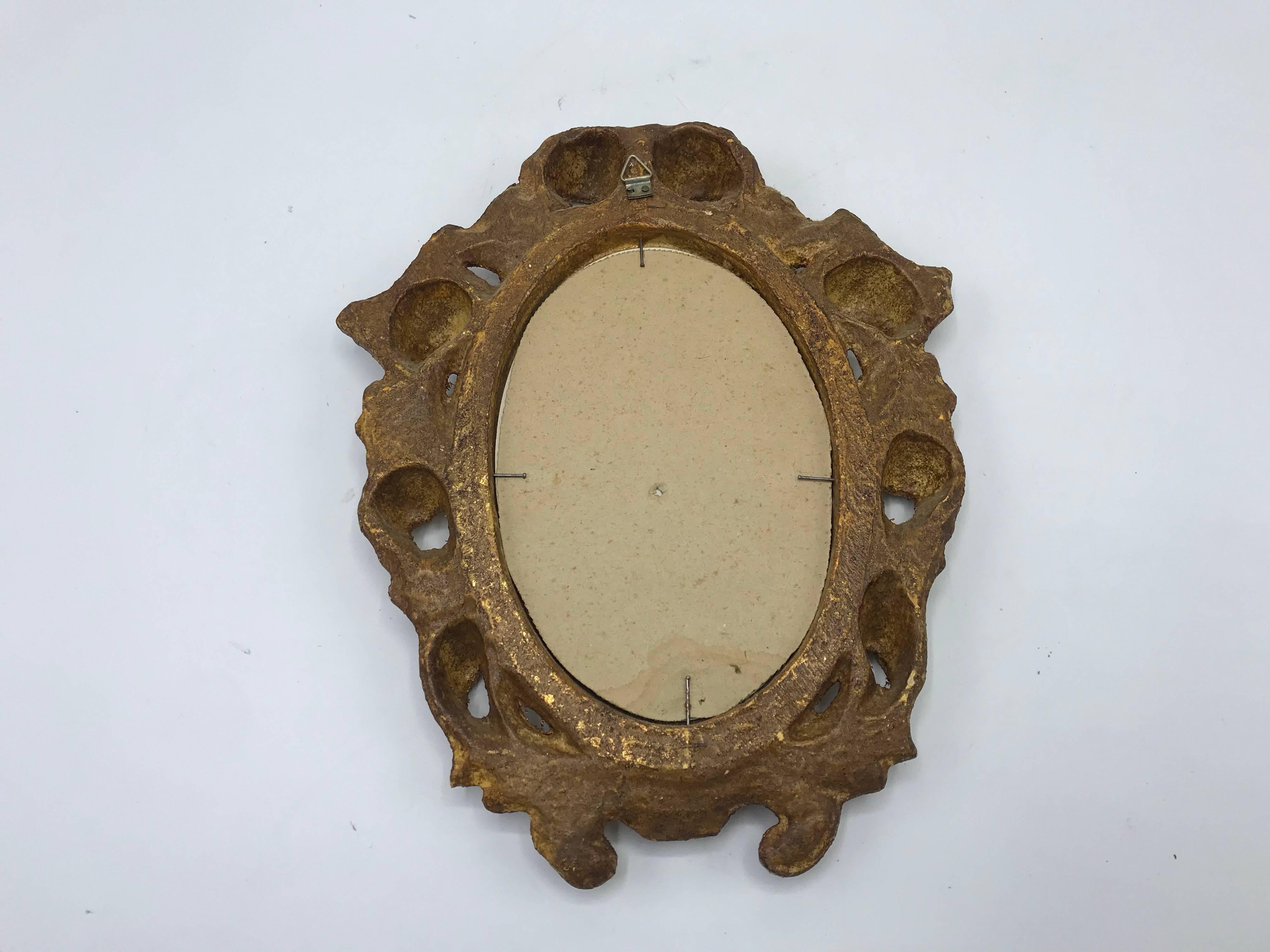 1960s Italian Florentine Oval Gilded Mirror 1