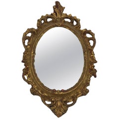 1960s Italian Florentine Oval Gilded Mirror