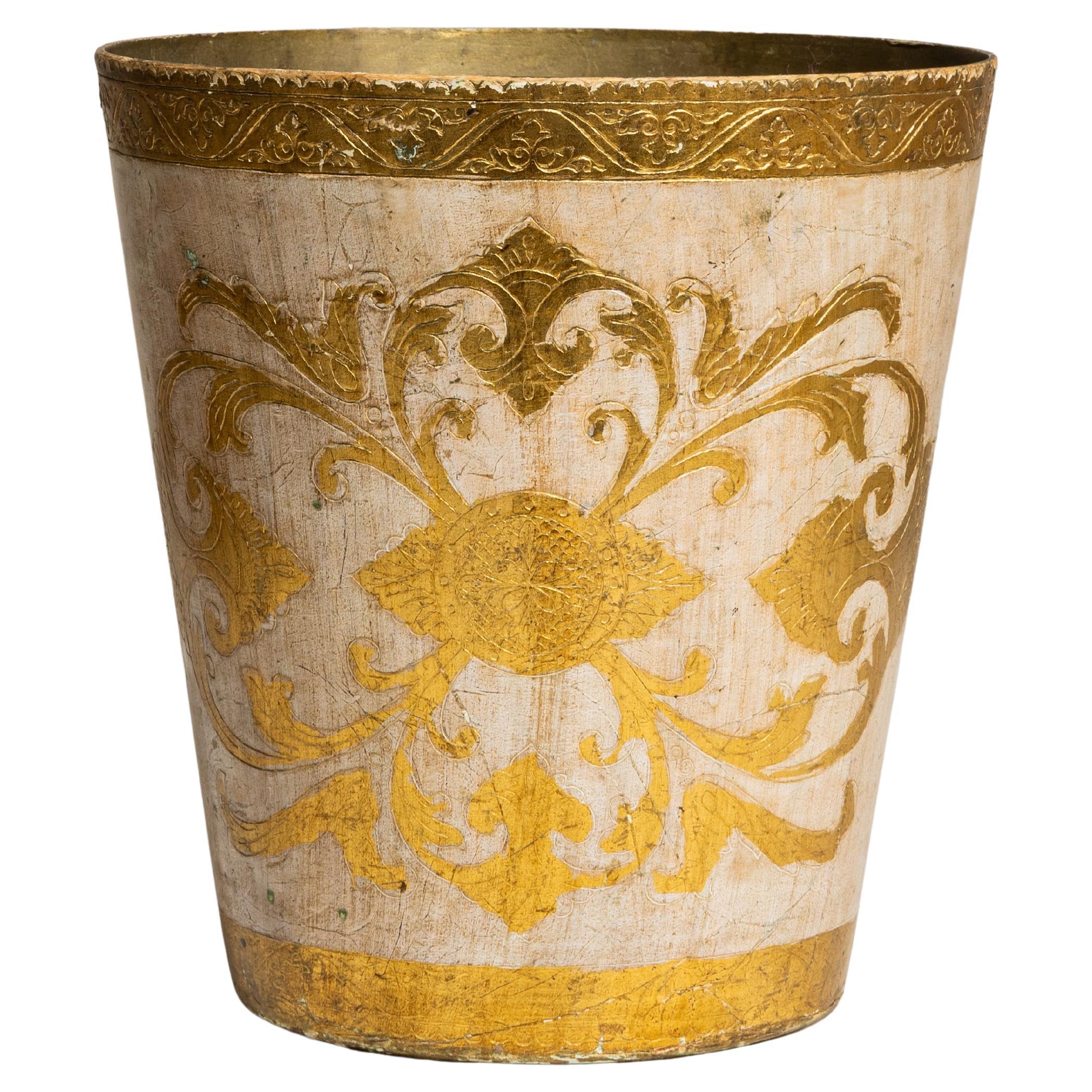 1960s Italian Florentine Style Gilded Basket For Sale