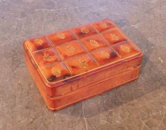 Caja de piel auténtica italiana de los años 60 con decoración dorada