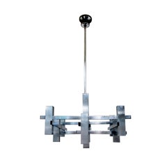 1960s Italian Geometric Chrome Ceiling Light By Gaetano Sciolari