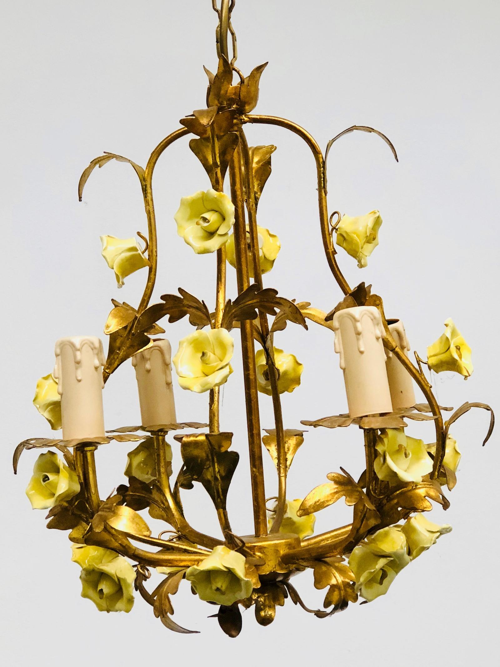 rose tole chandelier