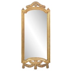1960s Italian Gilded Wood Wall Mirror w/ Foliate and Swag Carvings