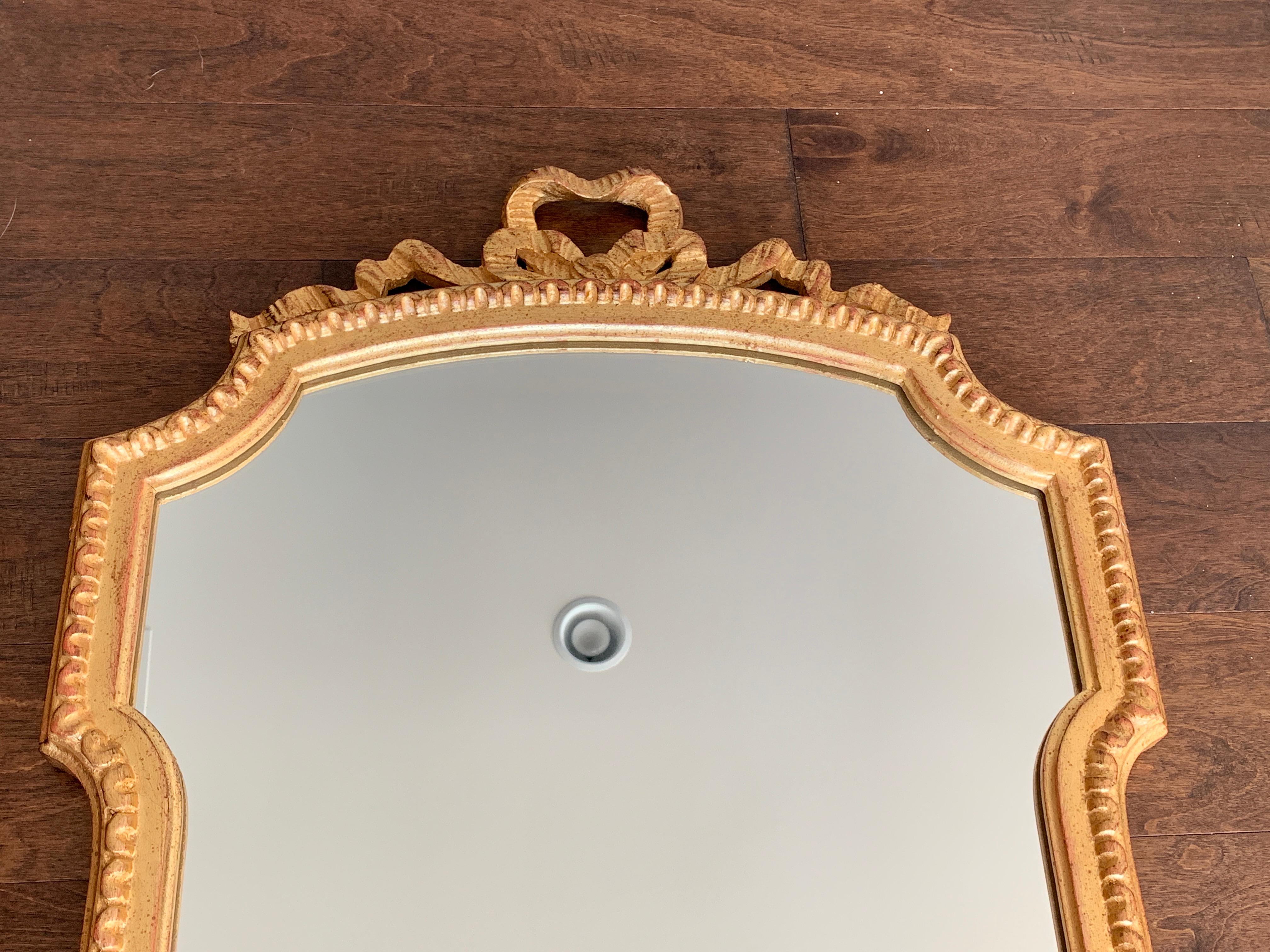 Italian Gilt Scalloped Mirror with Ribbon Motif, 1950s For Sale 2