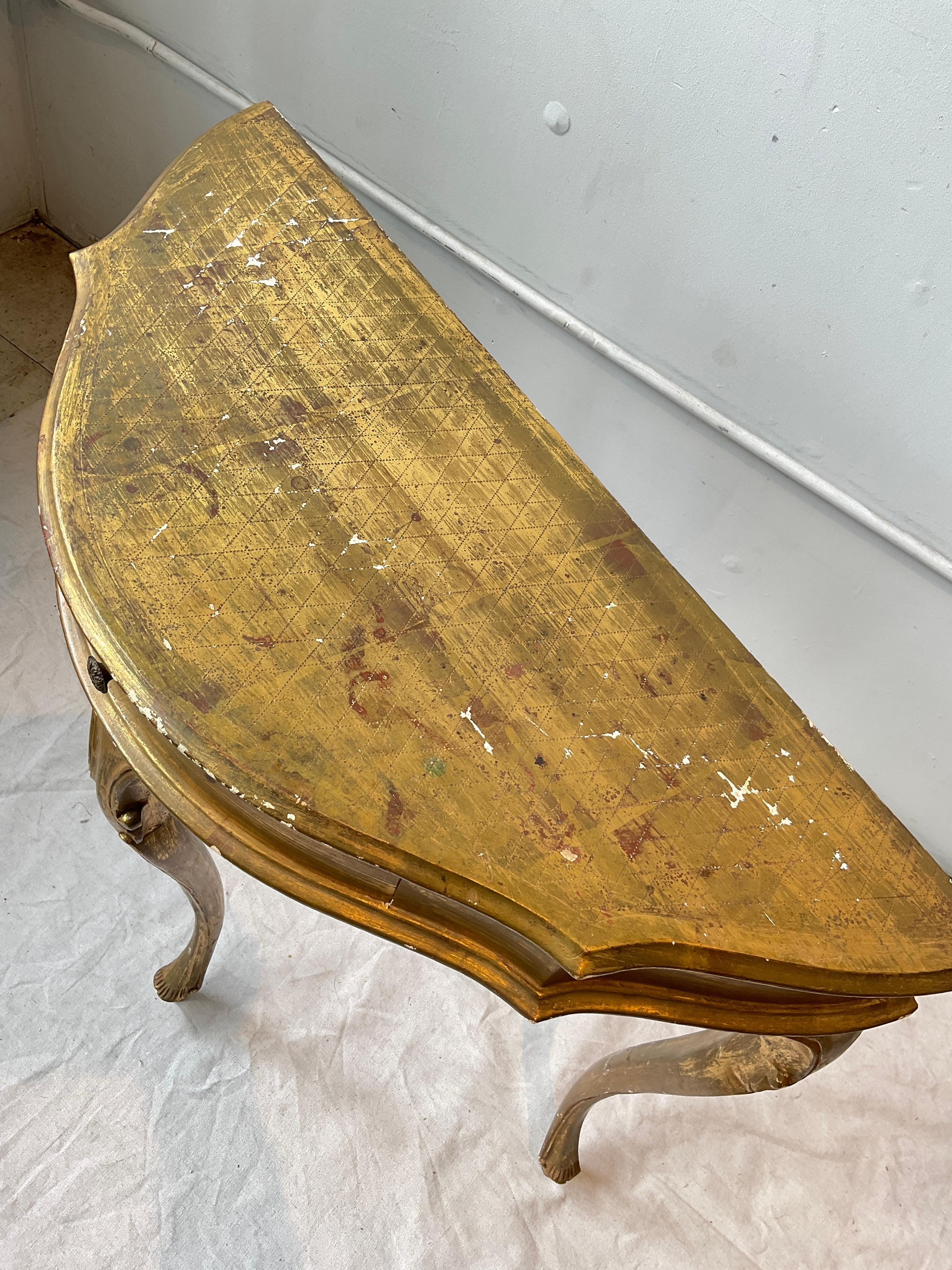 1960s Italian Gilt Wood Console In Good Condition For Sale In Tarrytown, NY