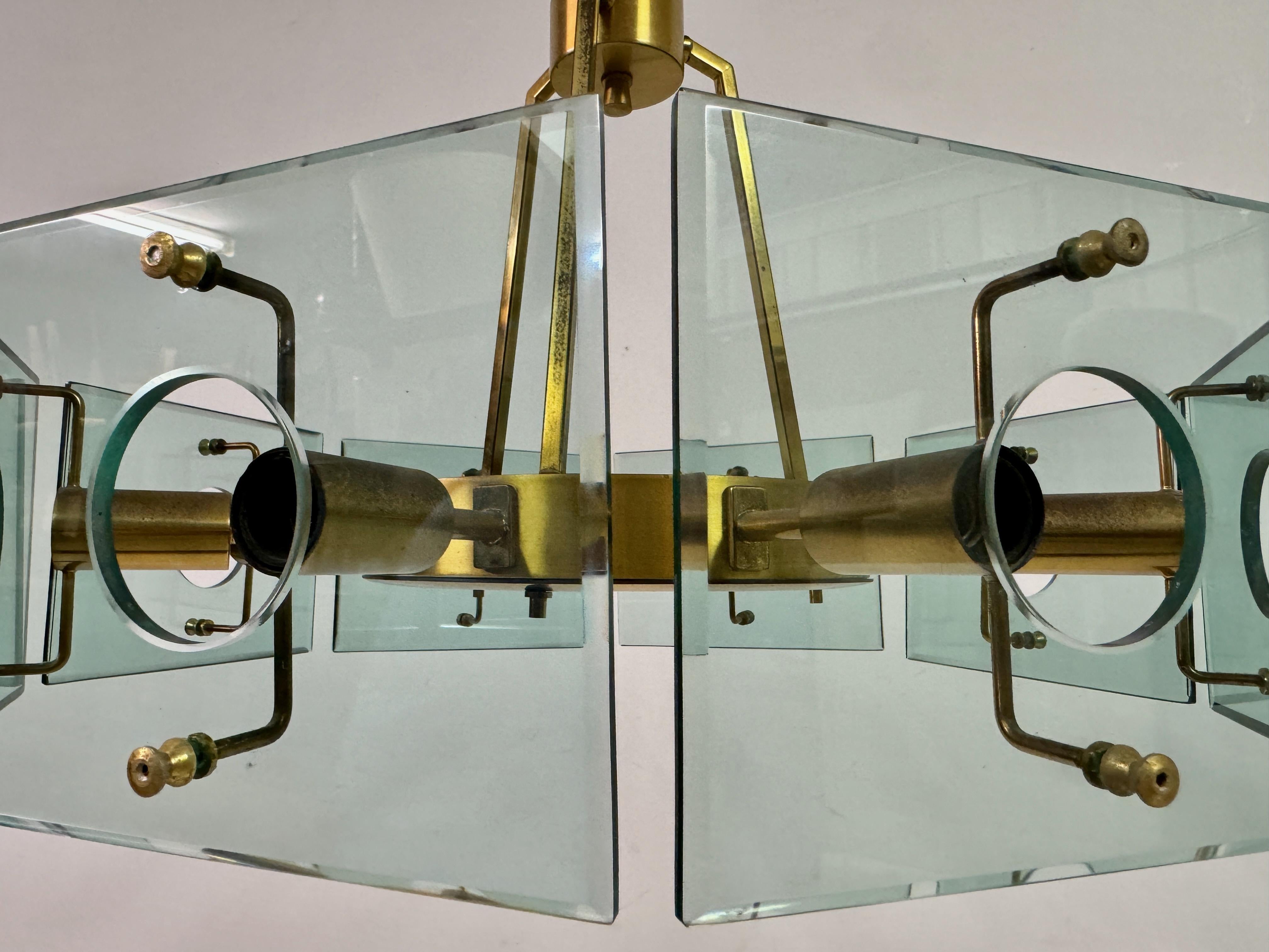 1960s Italian Glass and Brass Chandelier by Gino Paroldo 5