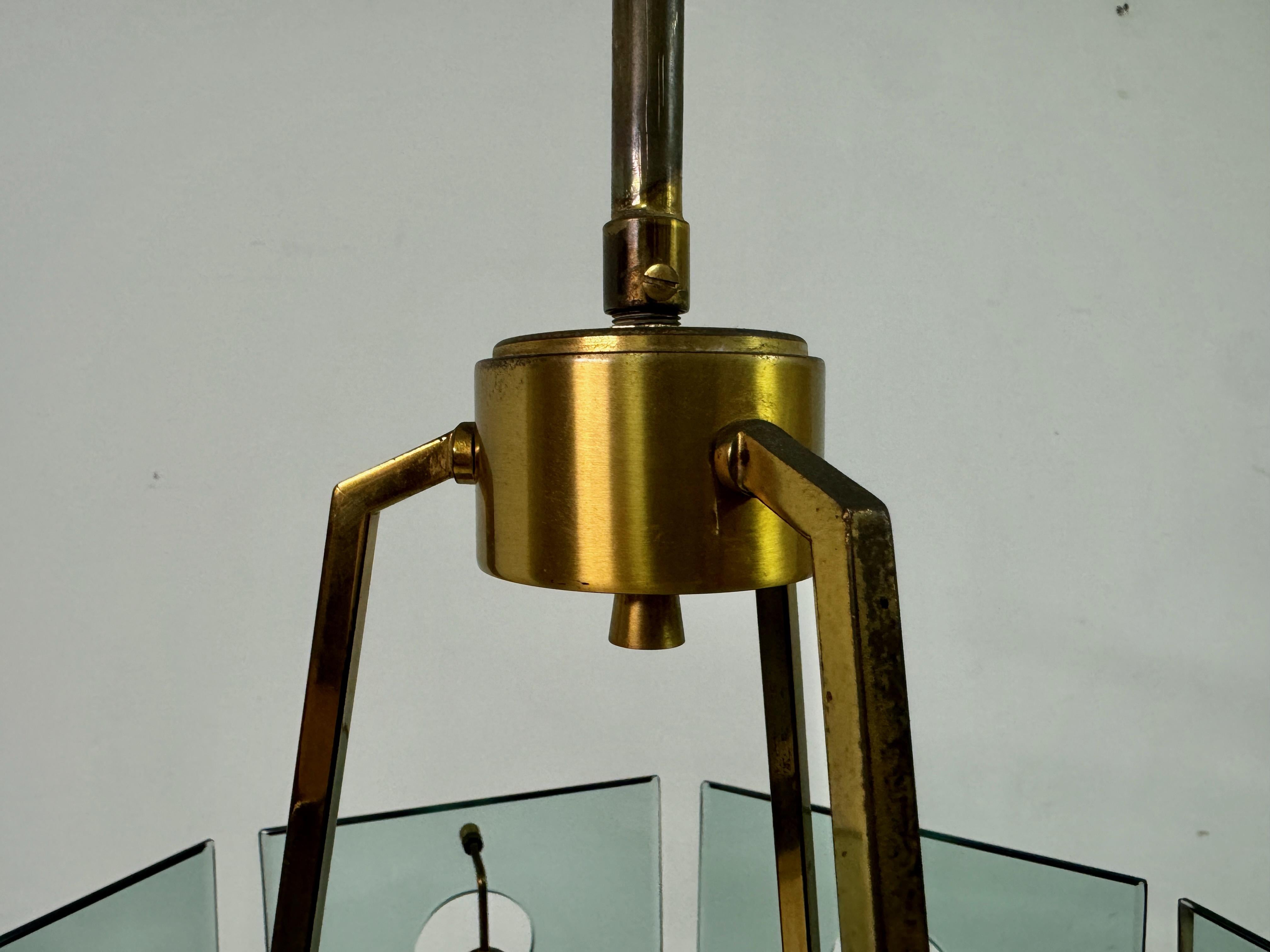1960s Italian Glass and Brass Chandelier by Gino Paroldo 11