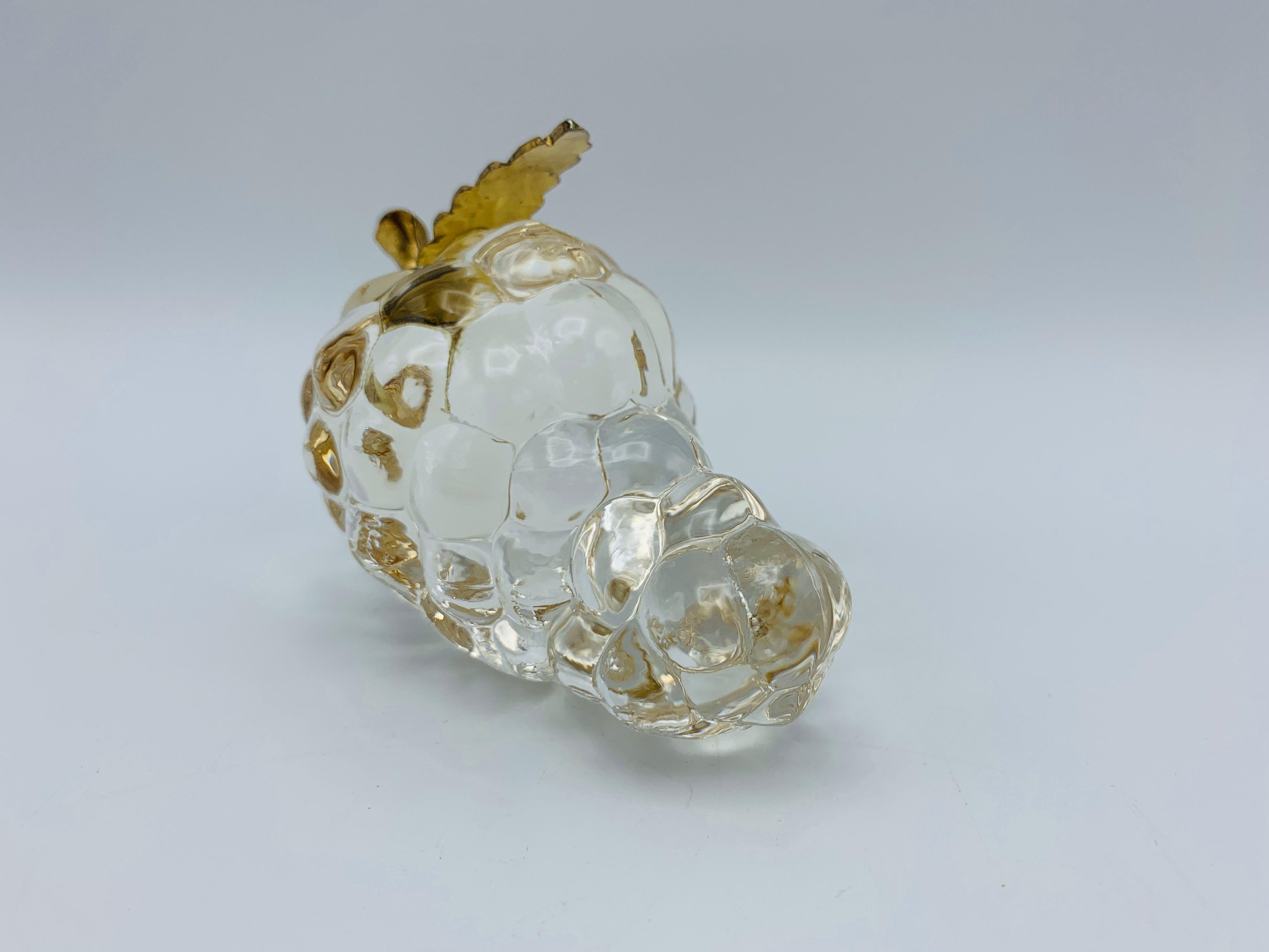 1960s Italian Glass and Brass Grape Cluster Paperweight Sculpture In Good Condition In Richmond, VA