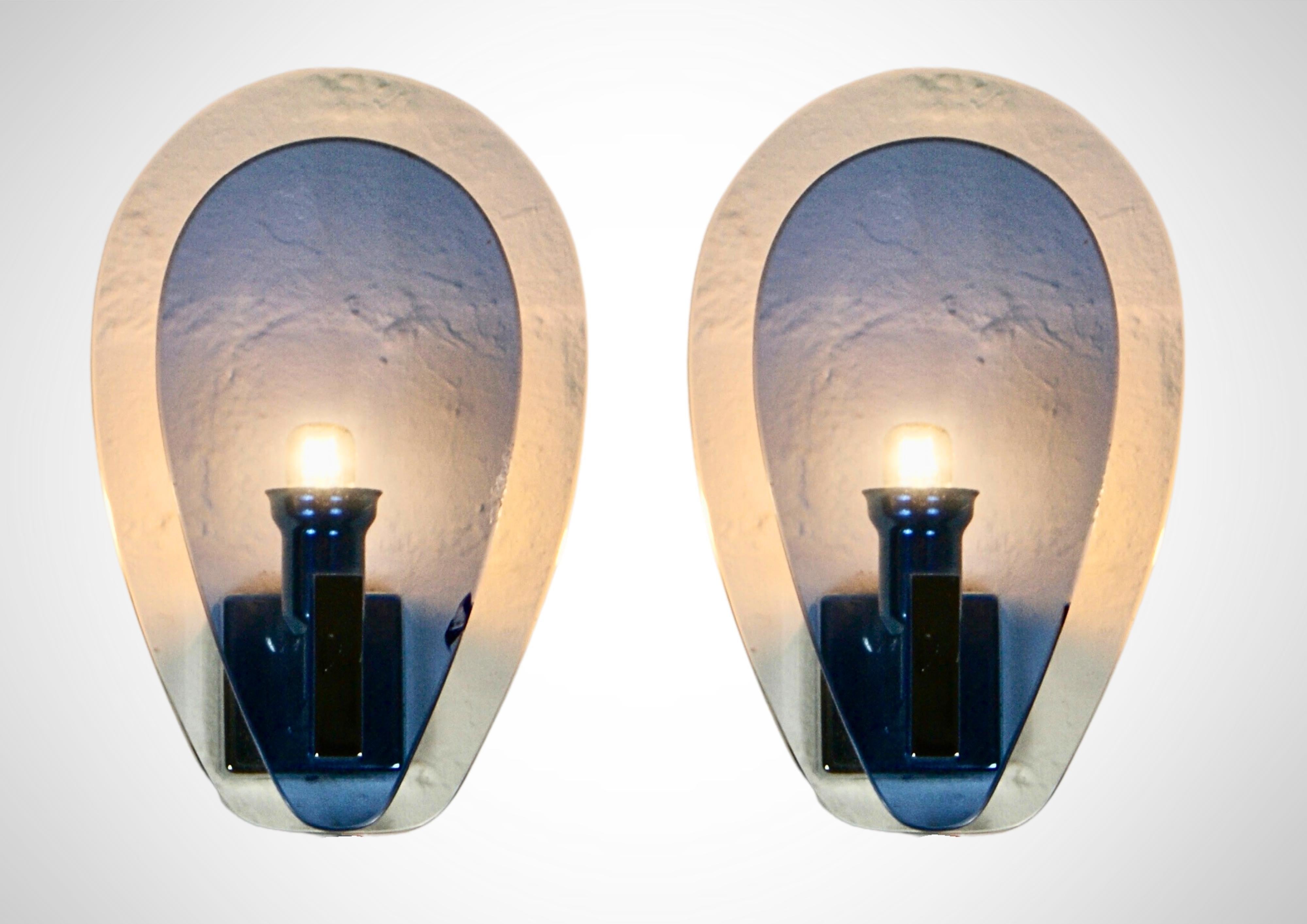blue glass wall sconce