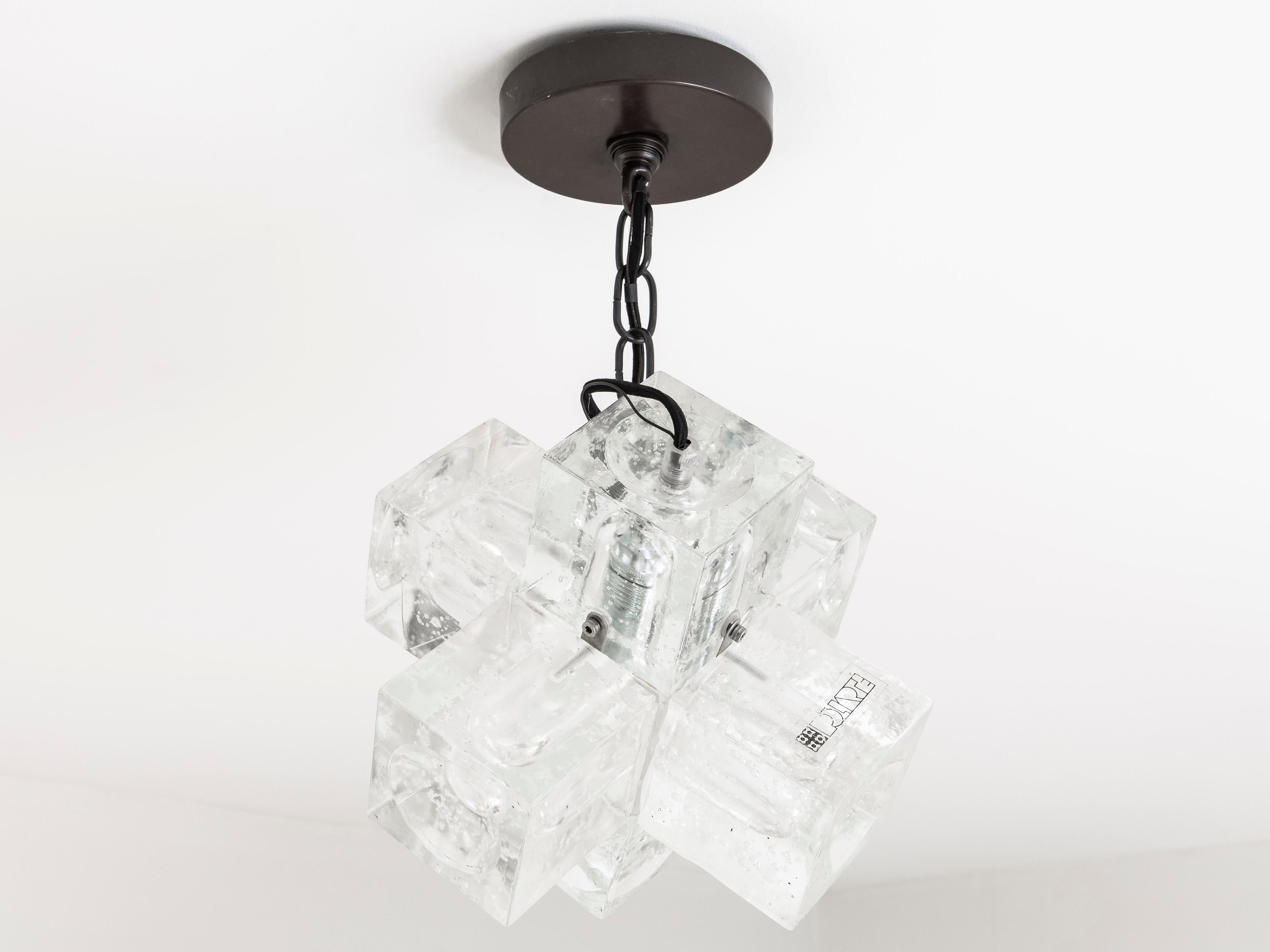 1960s Italian Glass Cube Chandelier by Poliarte In Good Condition In Chicago, IL