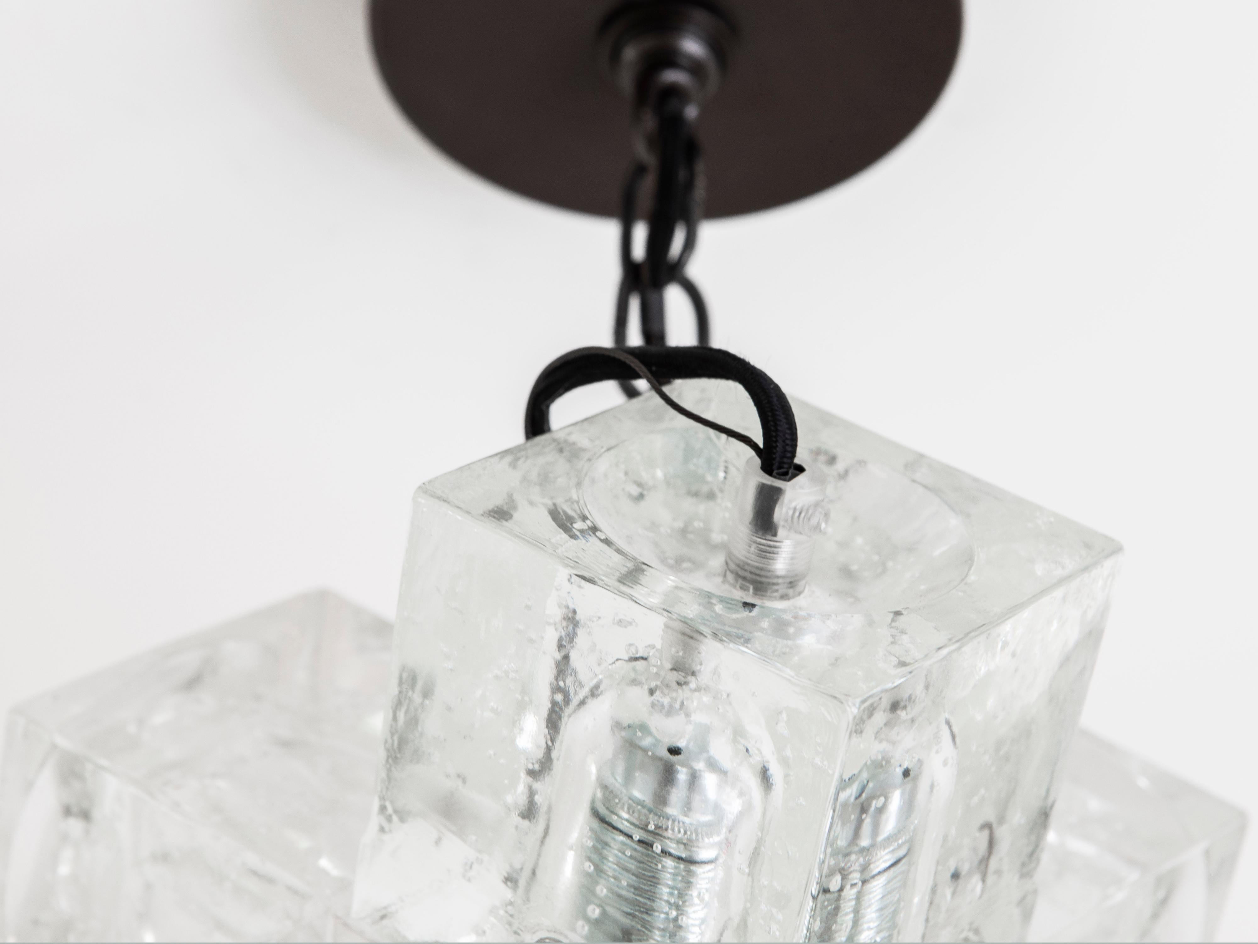 Mid-20th Century 1960s Italian Glass Cube Chandelier by Poliarte