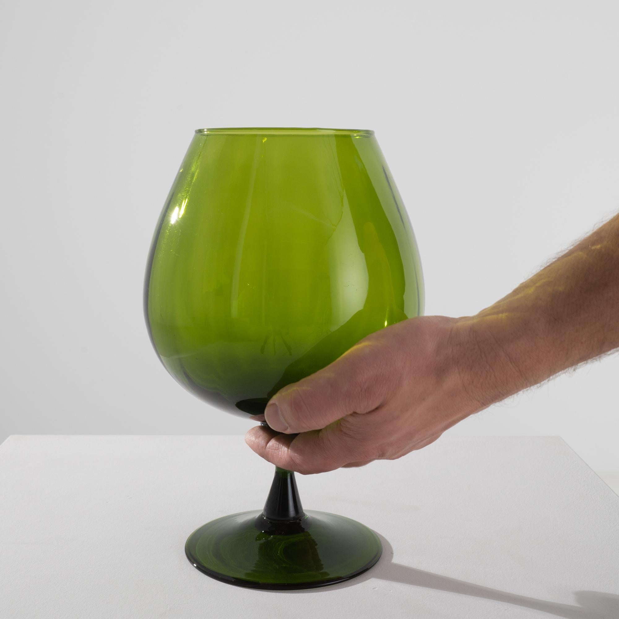 1960s Italian Glass Green Goblet 1