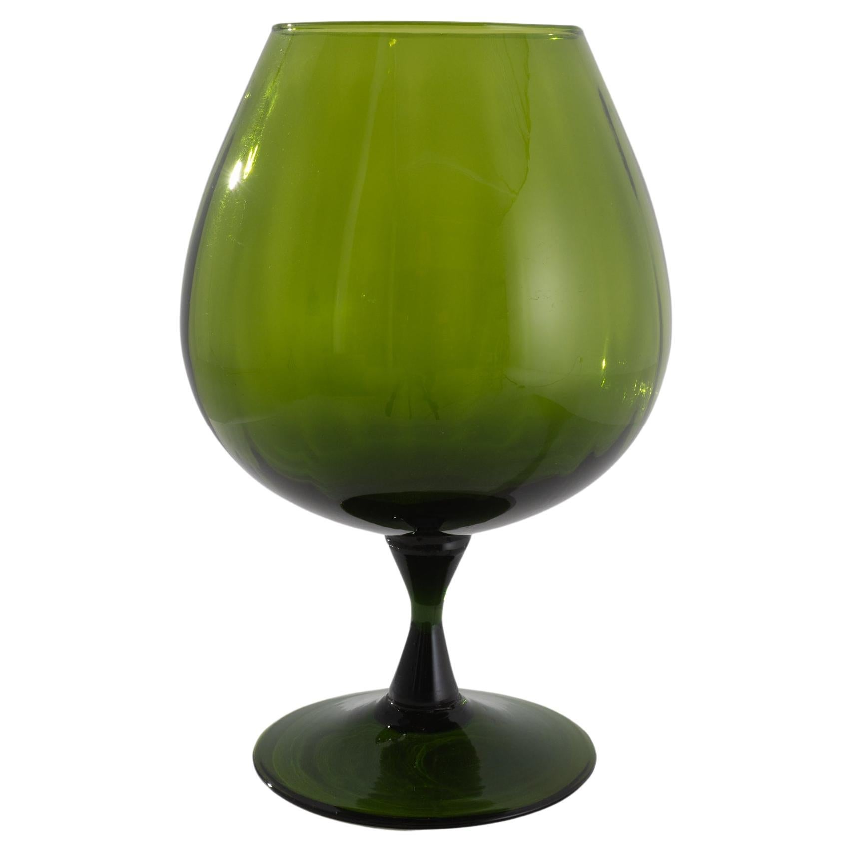 1960s Italian Glass Green Goblet For Sale