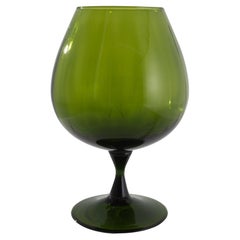Vintage 1960s Italian Glass Green Goblet