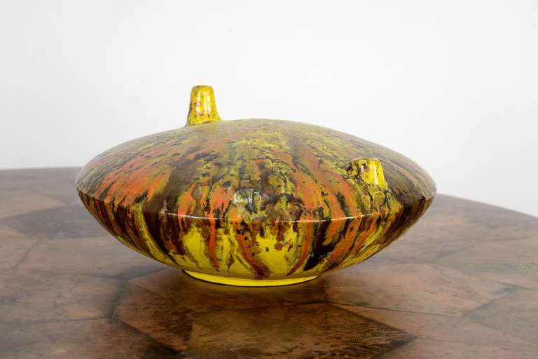Mid-20th Century 1960s Italian Glazed Ceramic Vase For Sale
