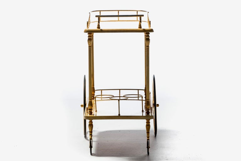 1960s Italian Goatskin Lacquer & Brass Bar Cart 11