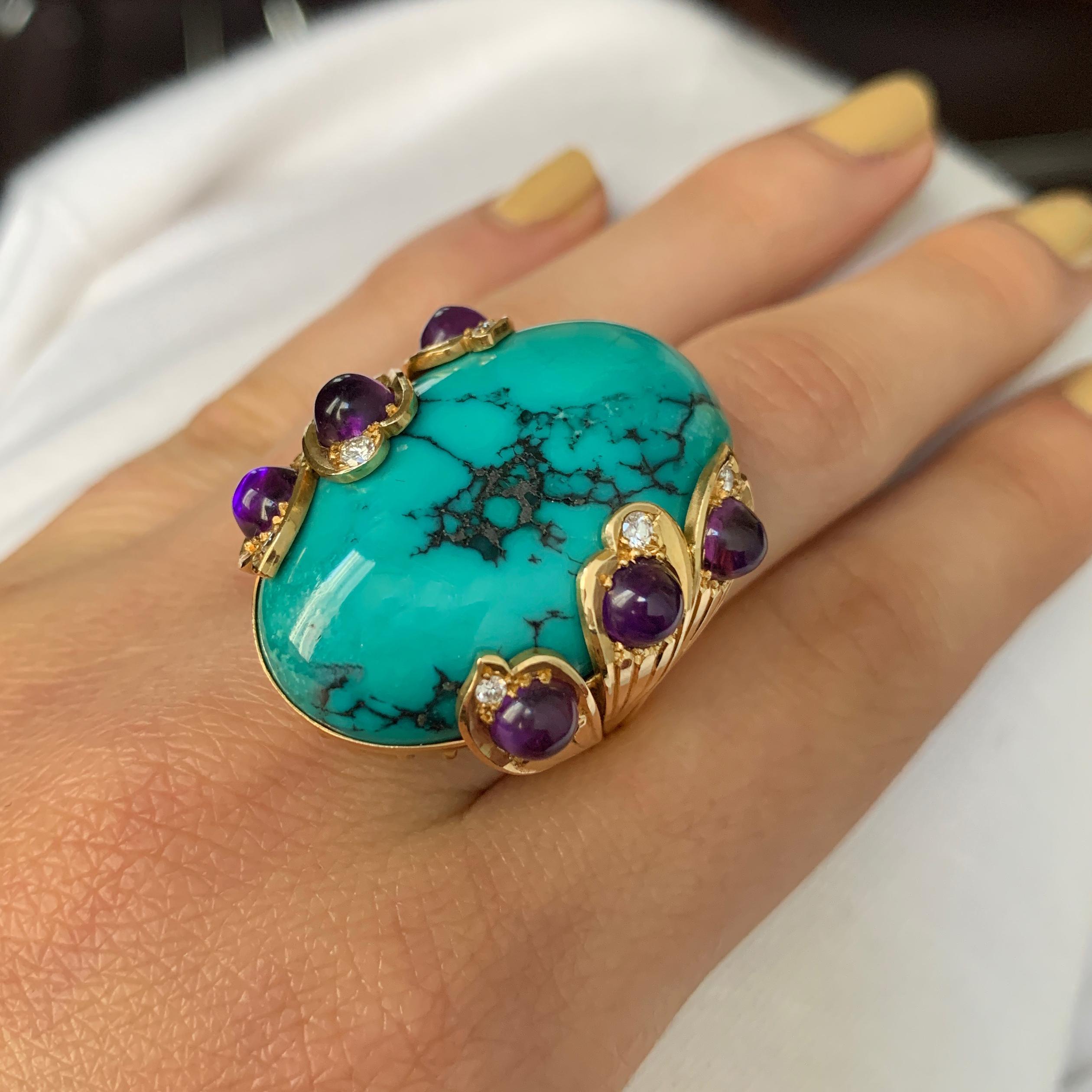 amethyst and turquoise ring